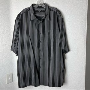 George Black and Gray Stripper Collar Short Sleeve Shirt Mens Size 3XL